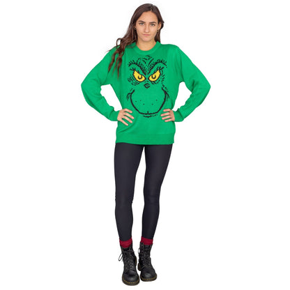 Big Face Adult Unisex Holiday Season Grinch Ugly Christmas Sweater