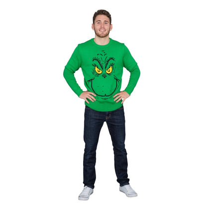 Big Face Adult Unisex Holiday Season Grinch Ugly Christmas Sweater