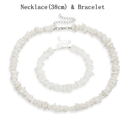 Bohemian Hawaii Puka White Clam Chips Shell Necklace