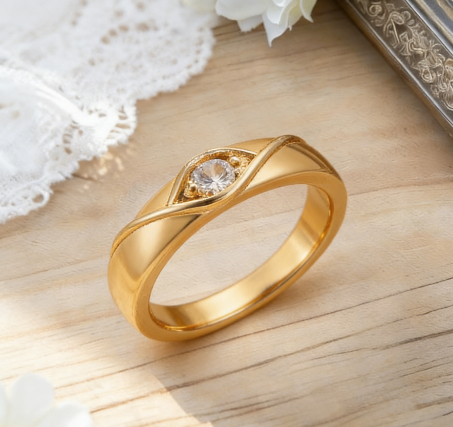 Couple Rings Geometric Line &amp; Eye Design
