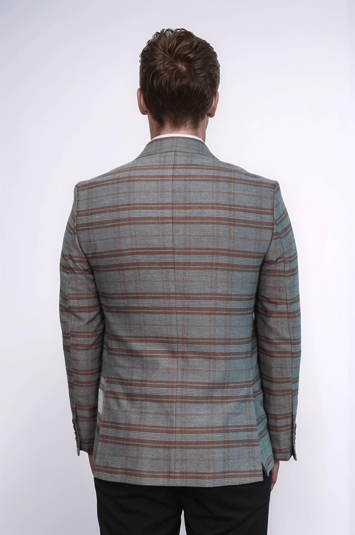 Checked Slim-Fit Brown Men Blazer - Wessi