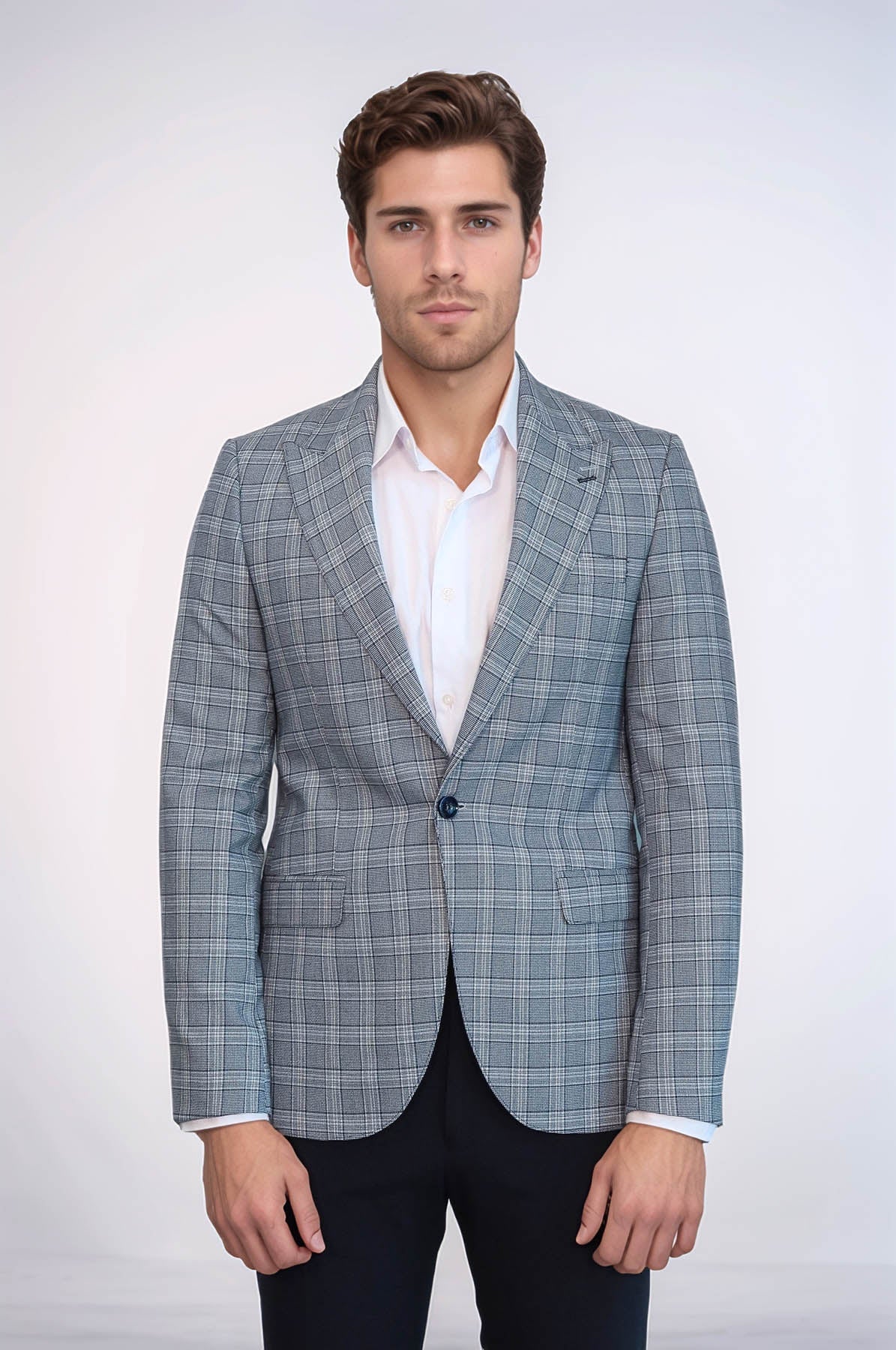 Checked Slim-Fit Grey Men&
