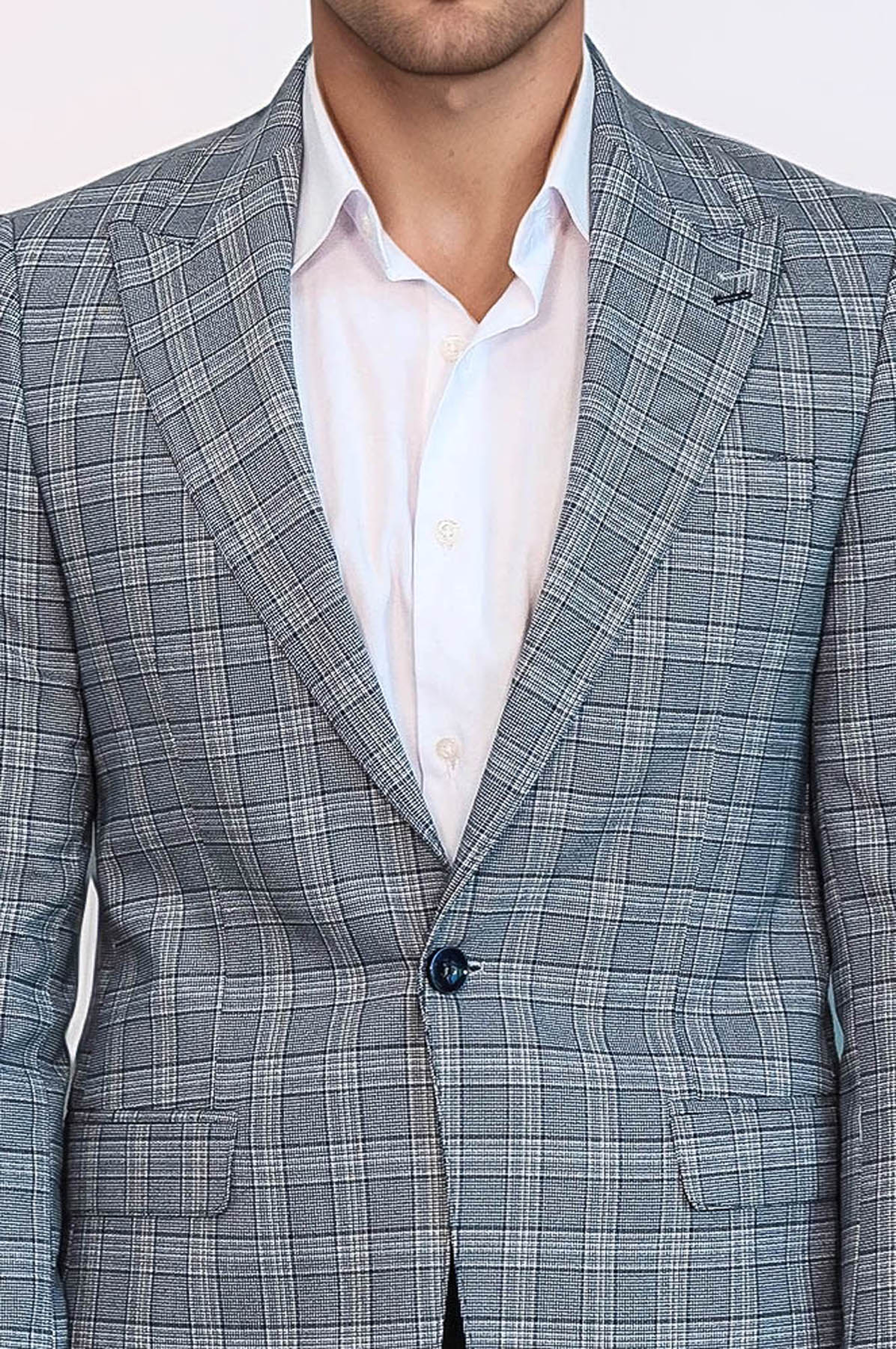 Checked Slim-Fit Grey Men&