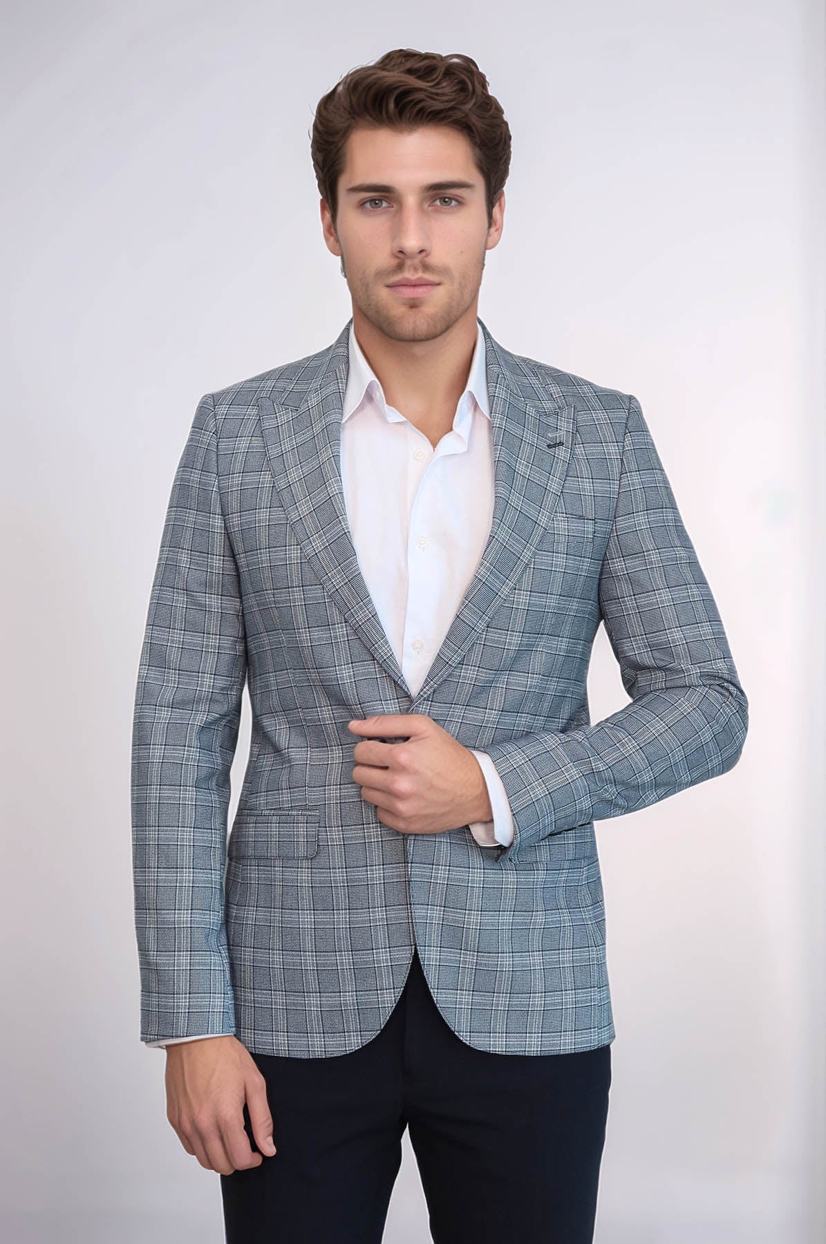 Checked Slim-Fit Grey Men&