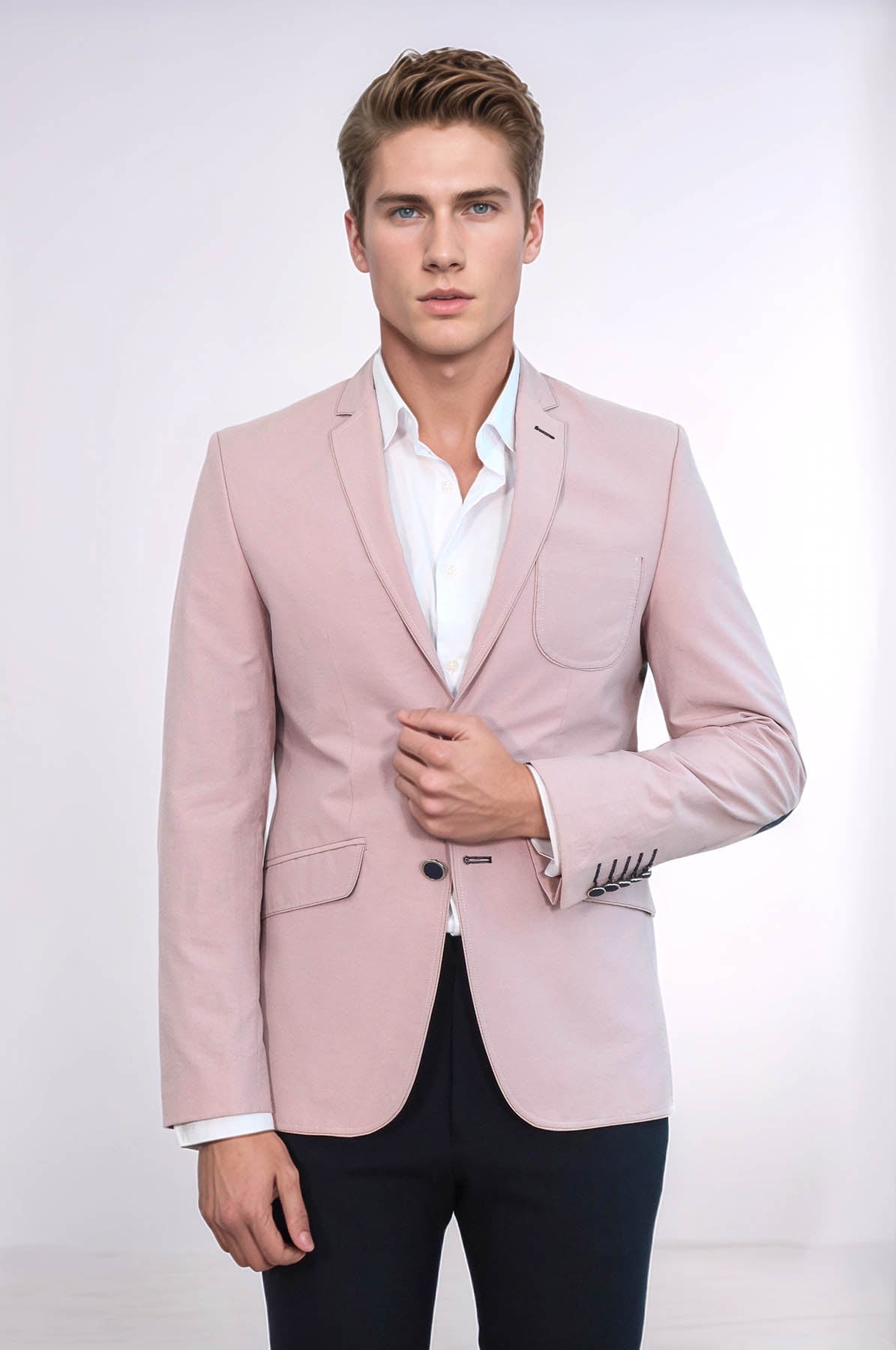 Patched Light Pink Blazer - Wessi