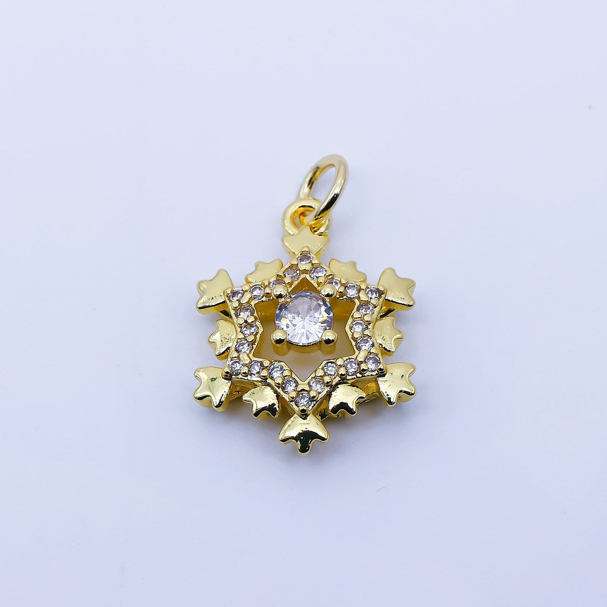 24K Gold Filled 18mm Clear CZ Celestial Star Charm in Gold &amp; Silver | C941