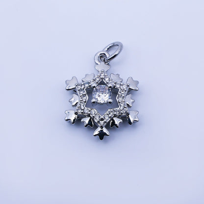 24K Gold Filled 18mm Clear CZ Celestial Star Charm in Gold &amp; Silver | C941