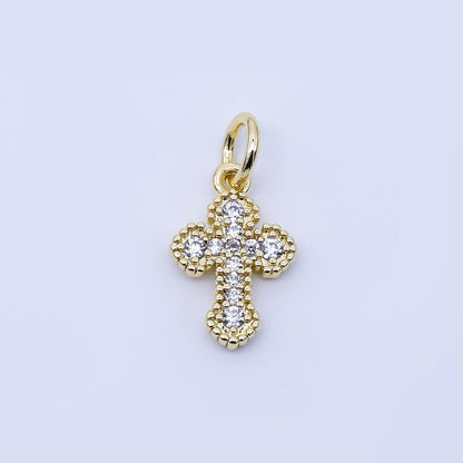 24K Gold Filled Clear CZ Religious Cross Charm in Gold &amp; Silver | C974
