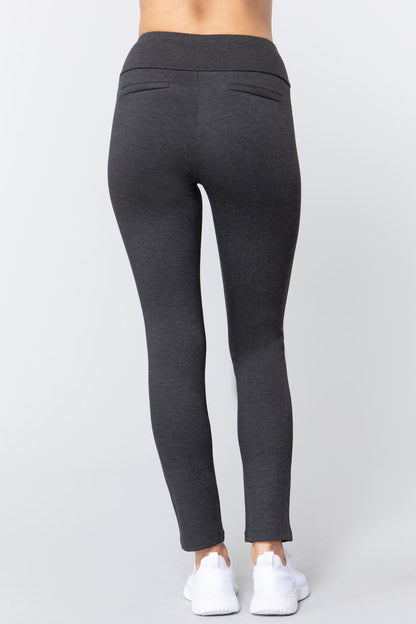 Waist Band Long Ponte Pants For Everyday