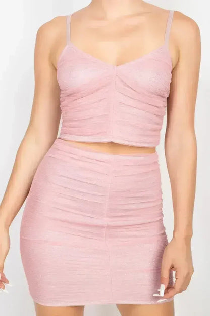 Shirred Cami Top &amp; Mini Skirts Set