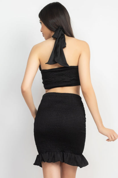 Halter Neck Crop Top &amp; Skirts Set