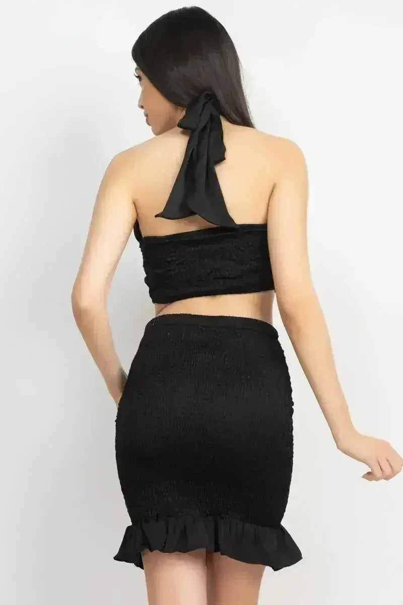 Halter Neck Crop Top &amp; Skirts Set