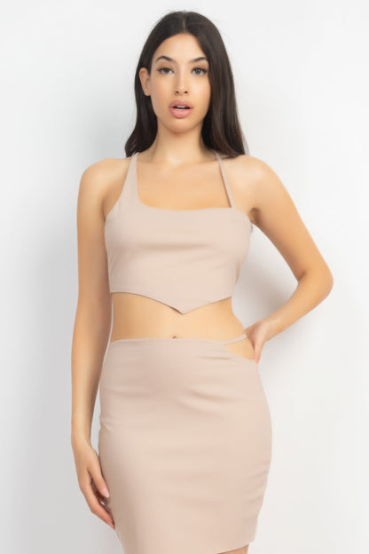 Asymmetrical Cross Back Top &amp; Skirts Set