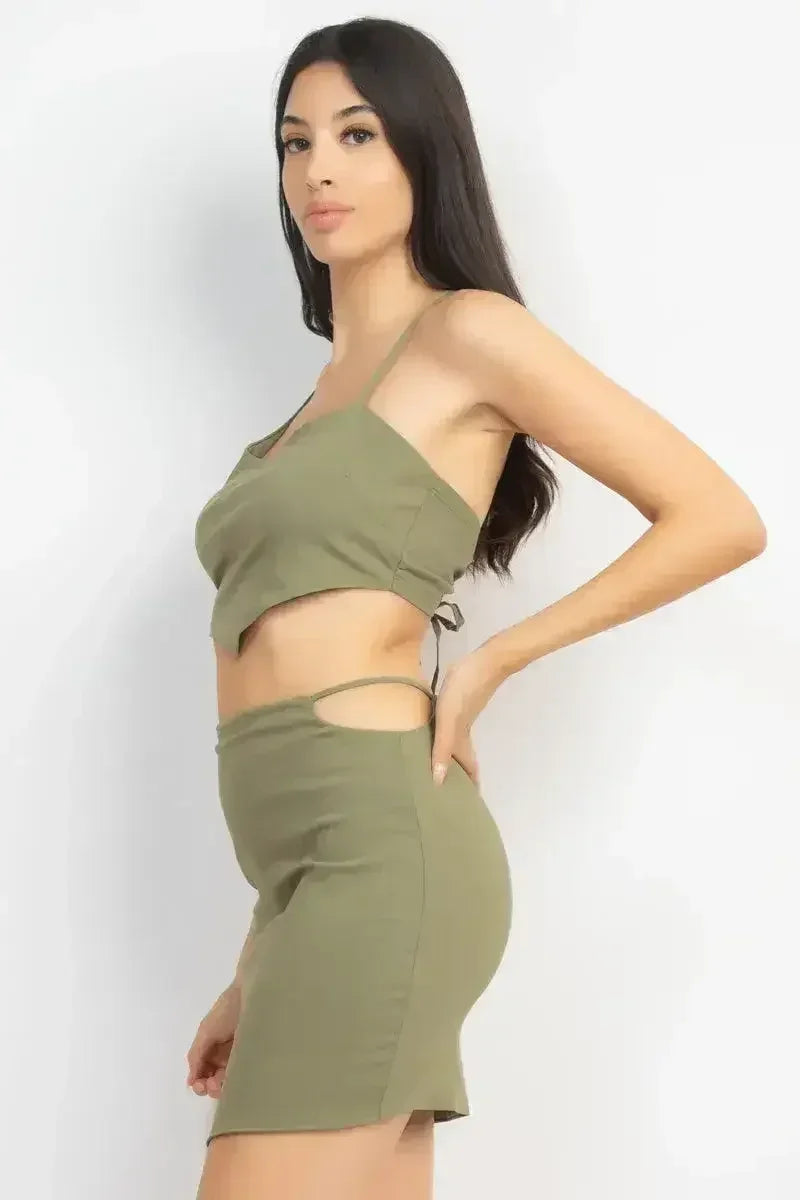 Asymmetrical Cross Back Top &amp; Skirts Set