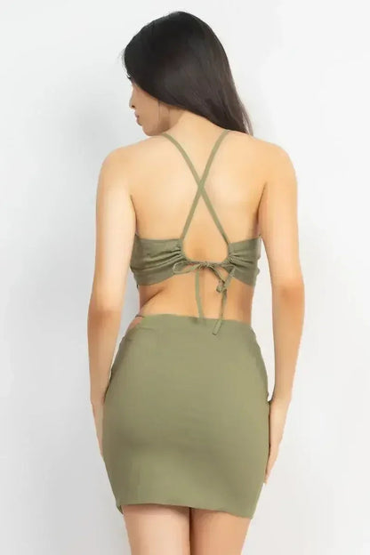 Asymmetrical Cross Back Top &amp; Skirts Set