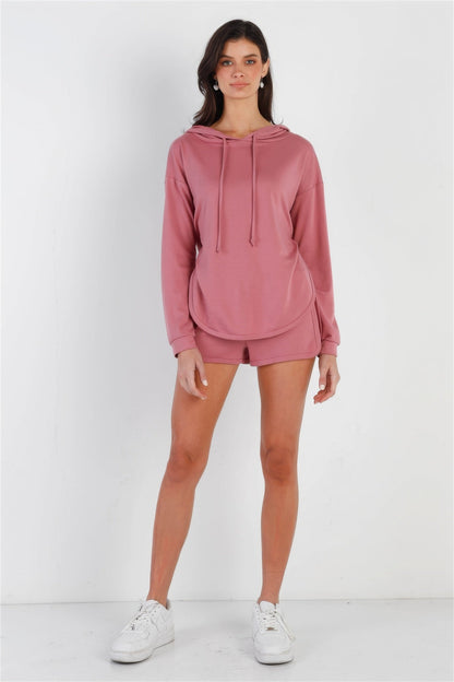 Racer Back Detail Long Sleeve Hooded Top &amp; Short Set