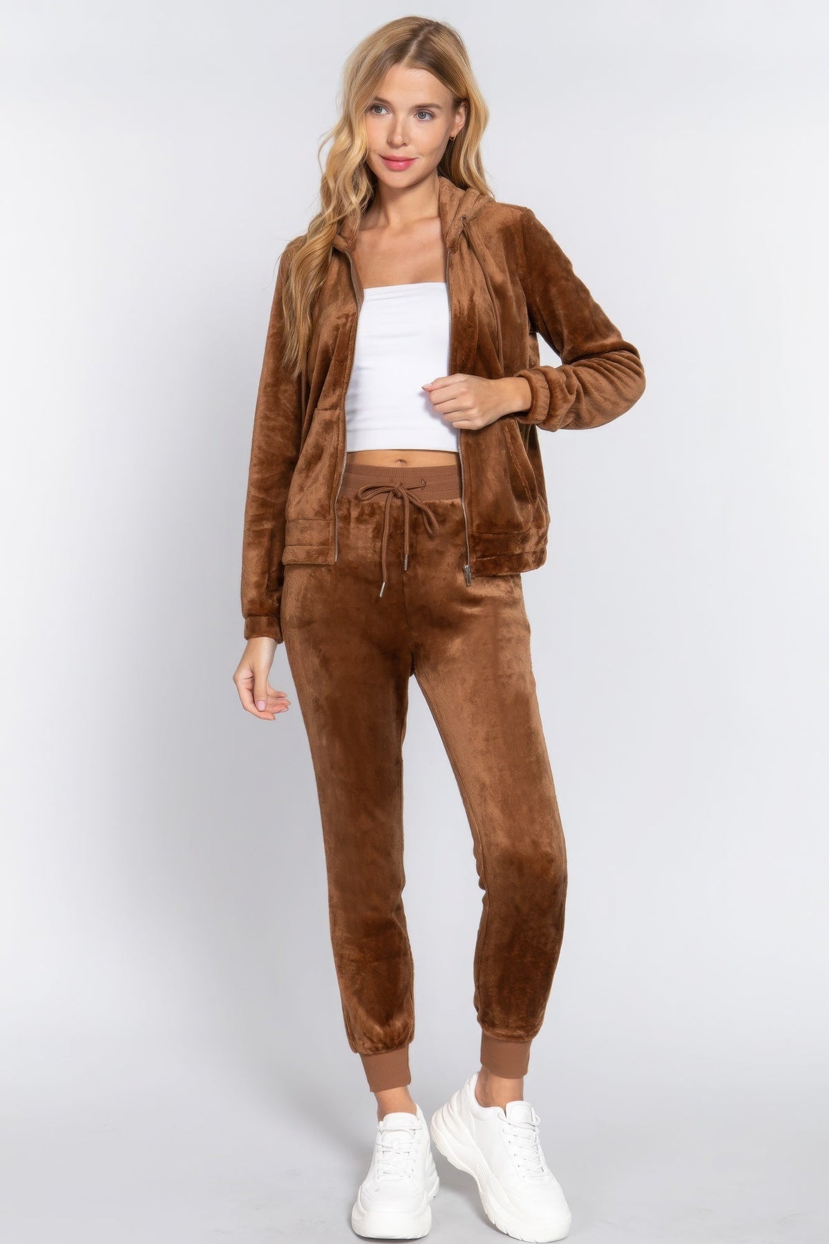 Faux Fur Jacket &amp; Jogger Pants Set