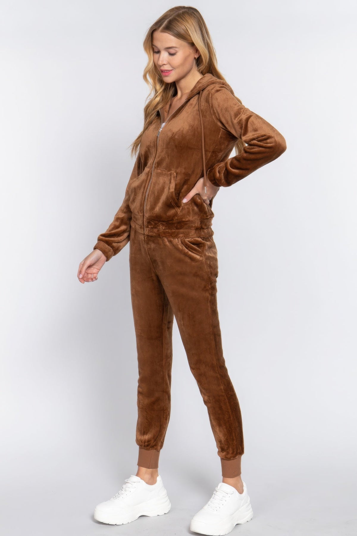 Faux Fur Jacket &amp; Jogger Pants Set