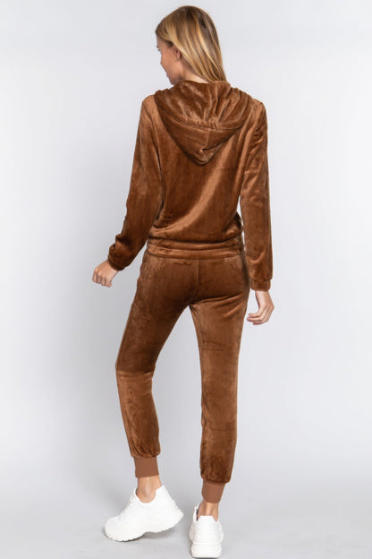 Faux Fur Jacket &amp; Jogger Pants Set