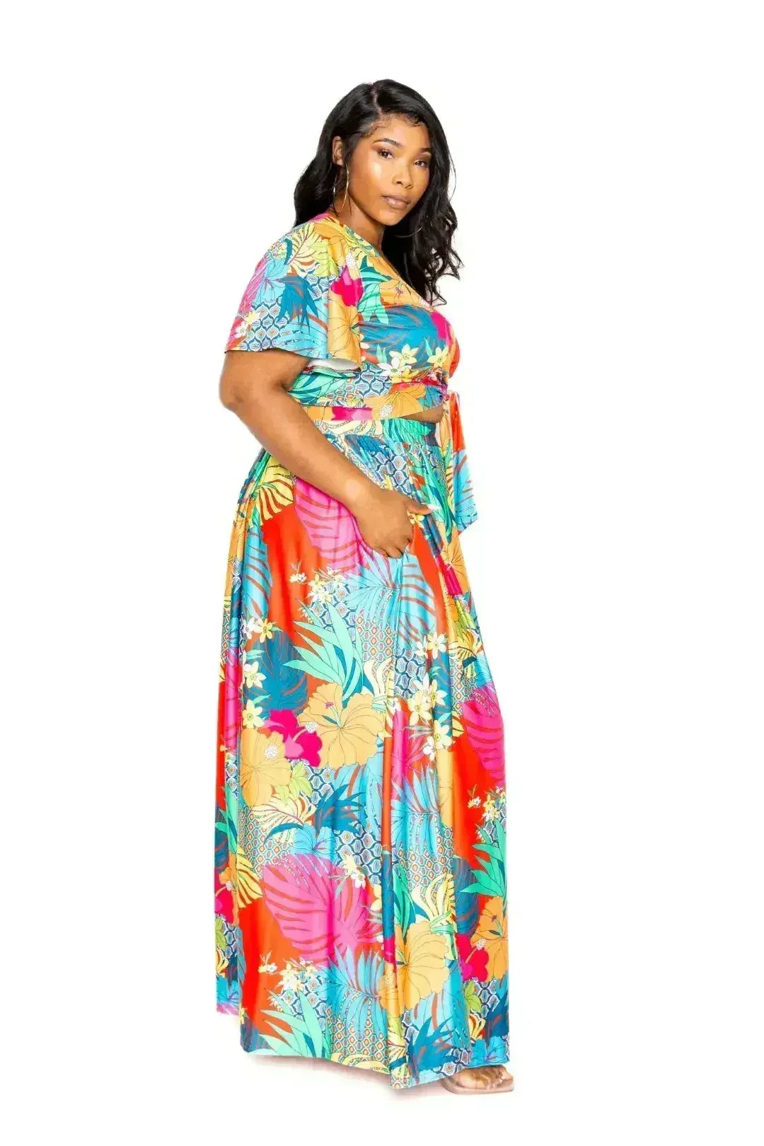 Tropical floral maxi skirt &amp; top set