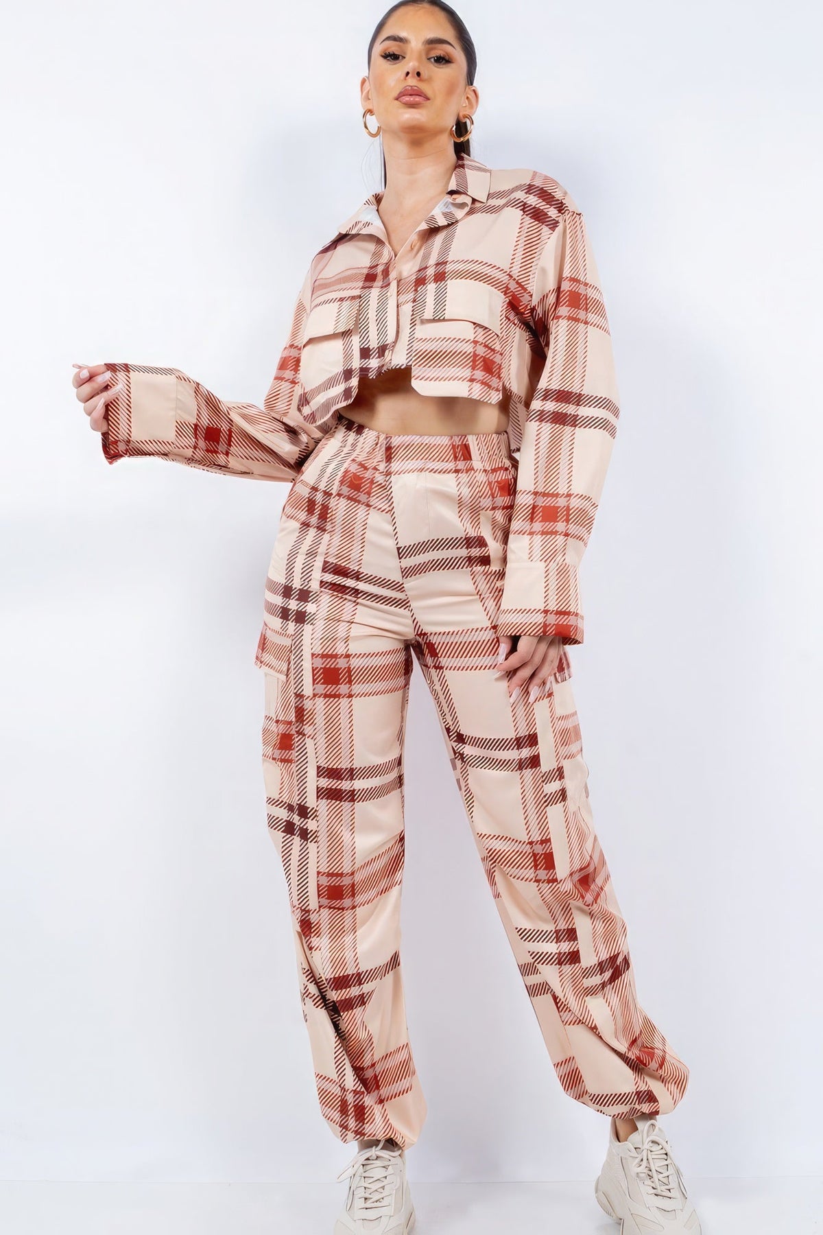 Cropped Shirt &amp; Cargo Pants Set
