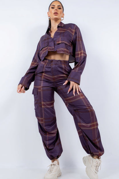 Cropped Shirt &amp; Cargo Pants Set