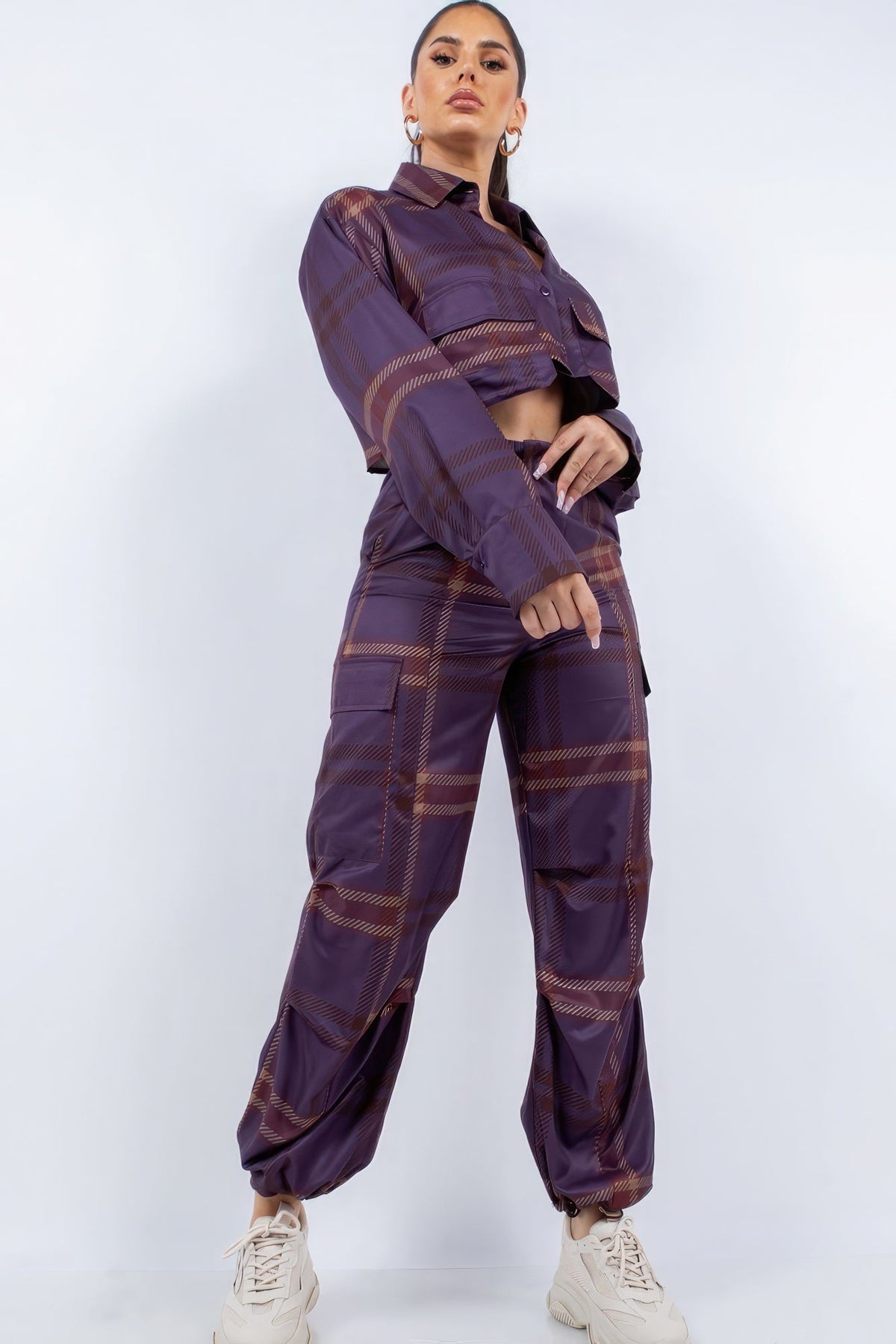 Cropped Shirt &amp; Cargo Pants Set