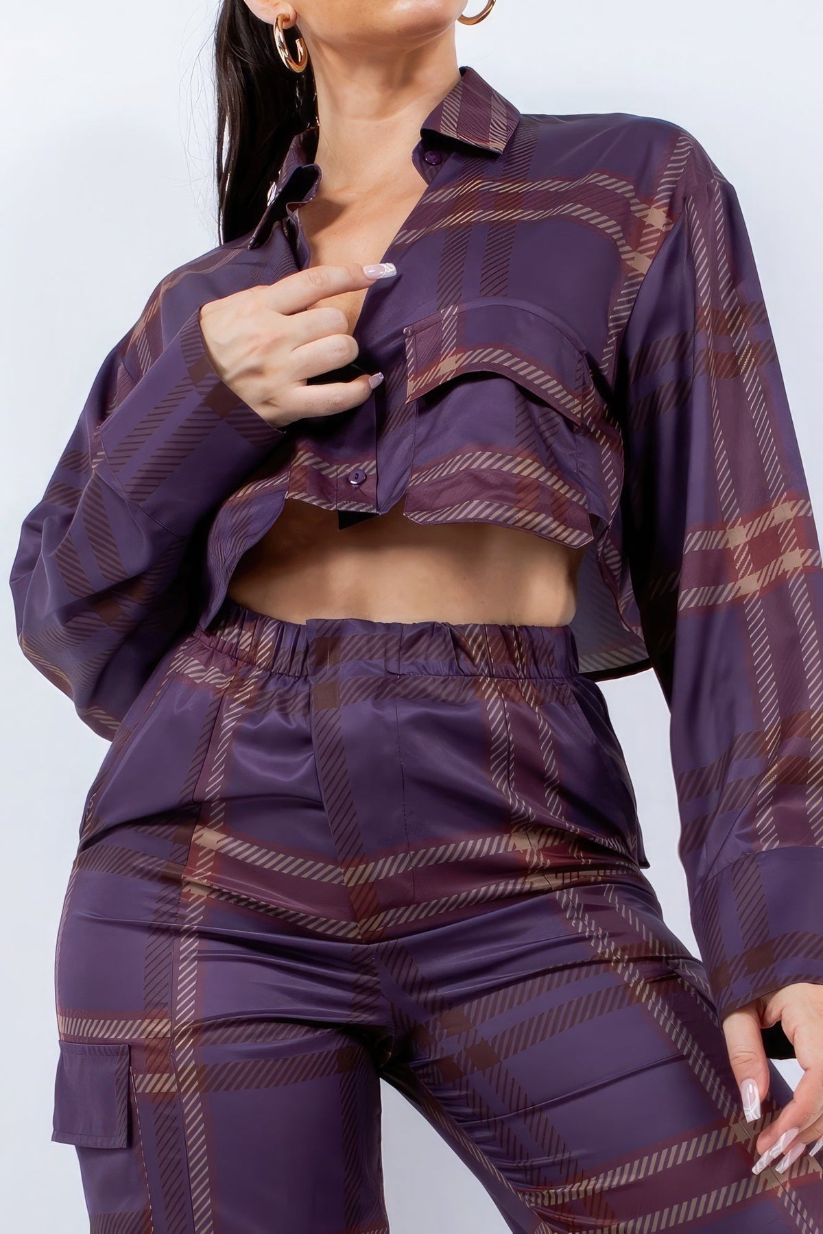 Cropped Shirt &amp; Cargo Pants Set