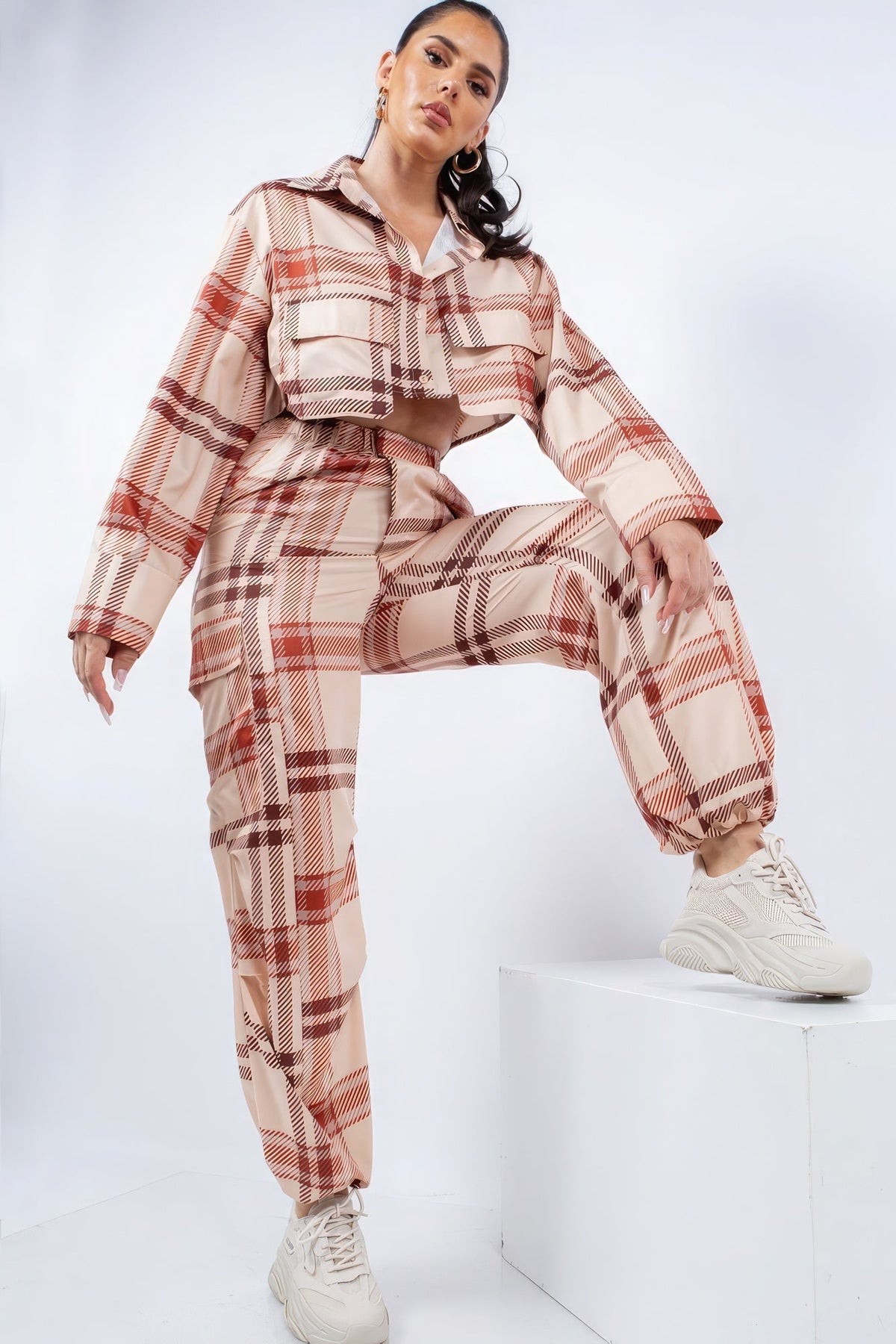 Cropped Shirt &amp; Cargo Pants Set