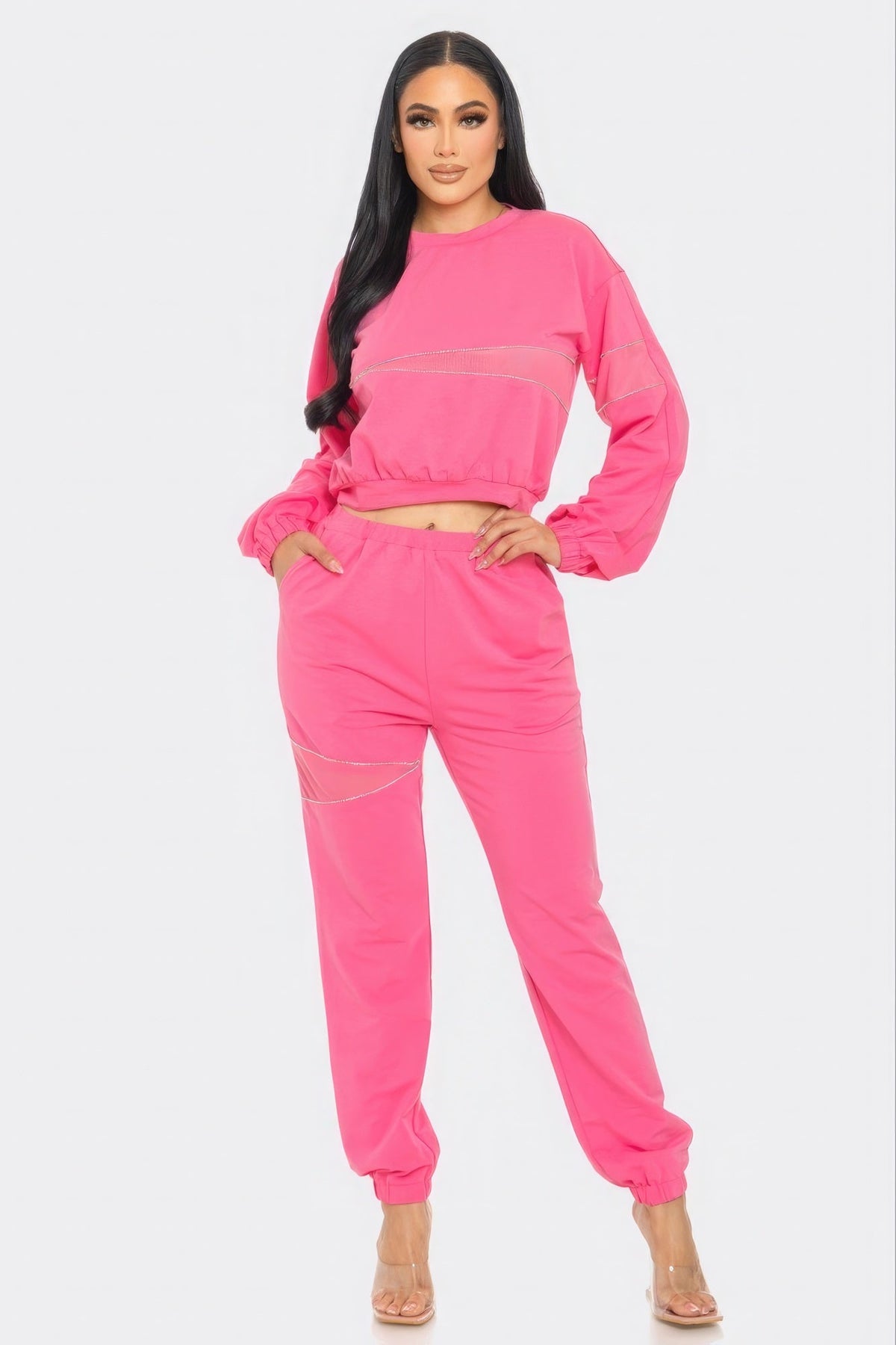 Terry Mesh &amp; Rhinestone Detail Set