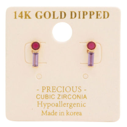 14k Gold Dipped Cz Stone Stud Earring