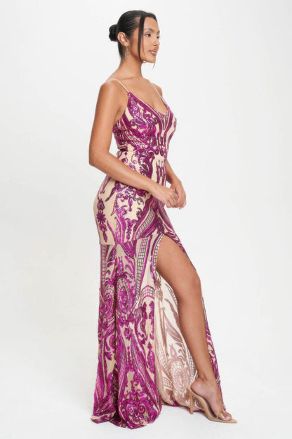 Art Deco Sequins Maxi Dress