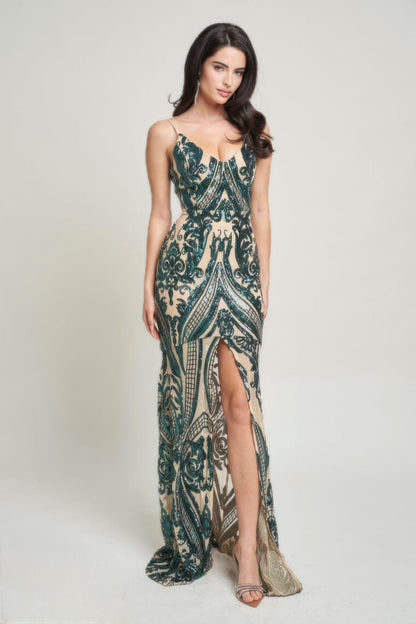 Art Deco Sequins Maxi Dress