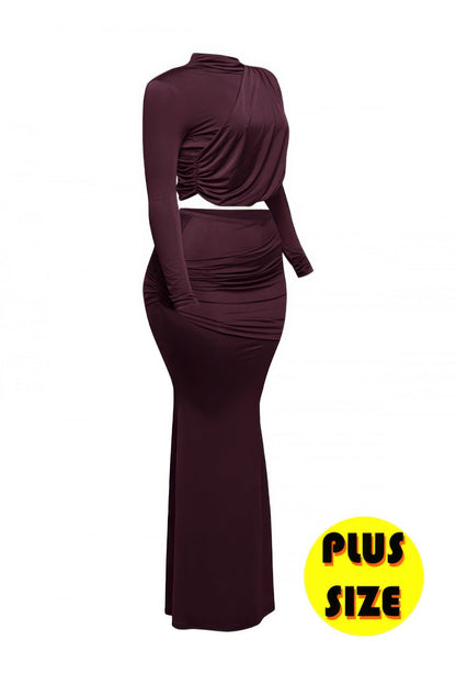 Shirring Detailed Top &amp; Long Skirt Set