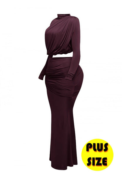 Shirring Detailed Top &amp; Long Skirt Set