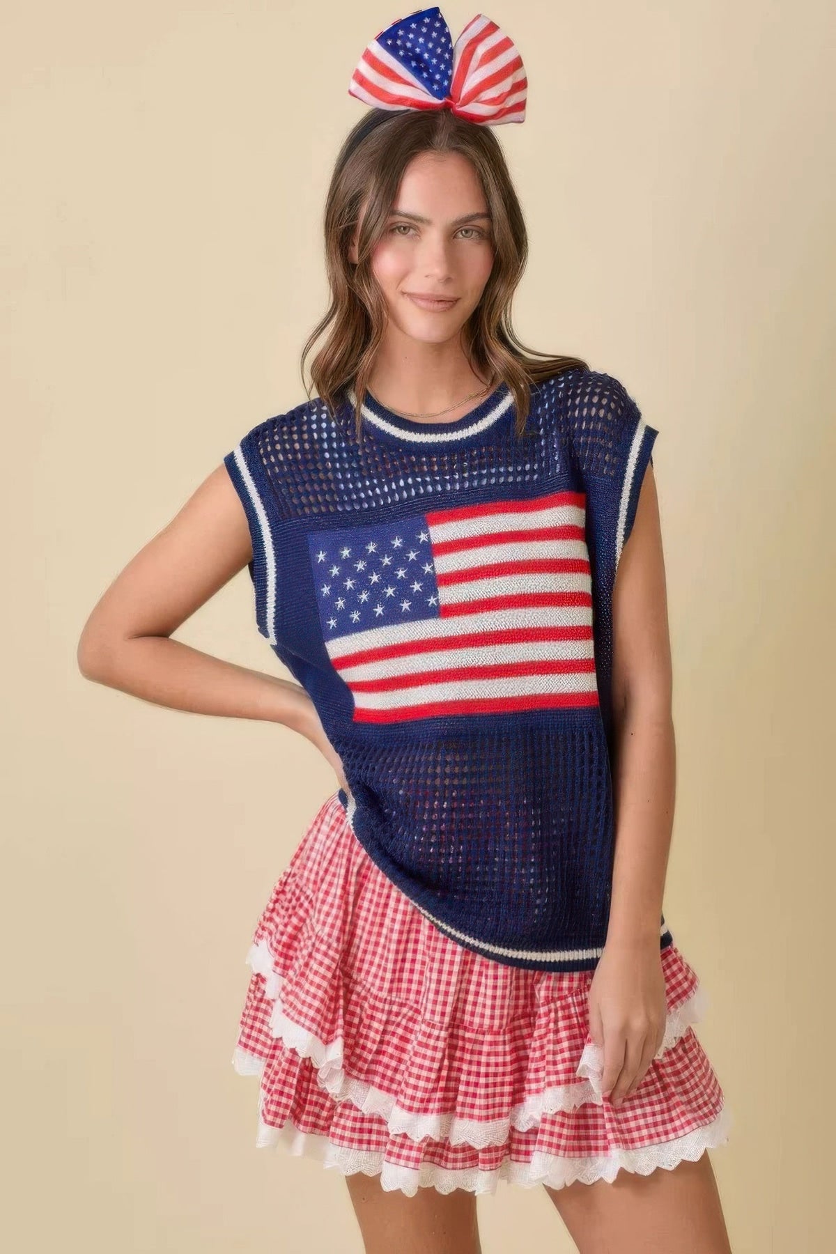 Gingham Ruffle Skort With Eyelet Ruffle