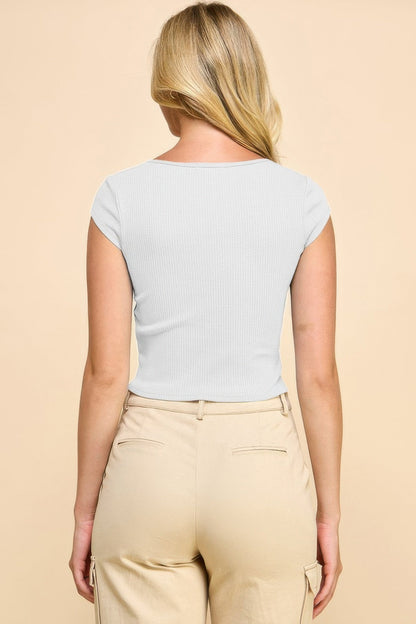 Square Neck Cap Sleeve Top