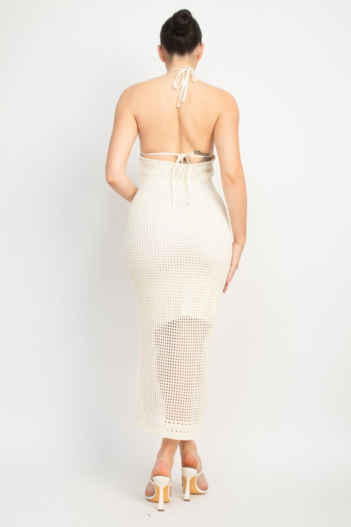 Halter Neck Open-back Midi Dress