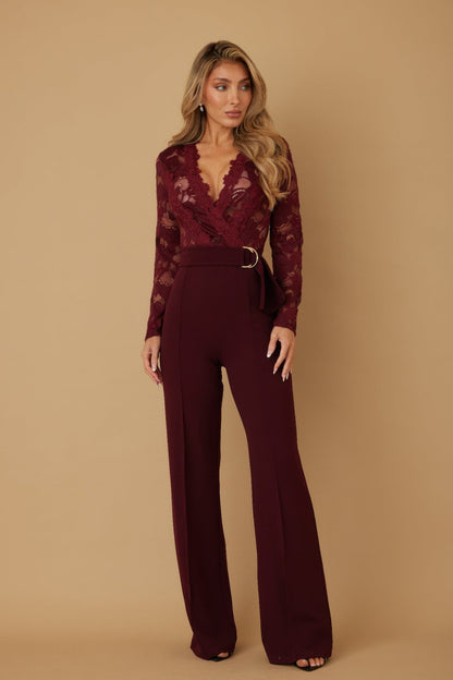 Lace Crochet Long Sleeve Jumpsuit