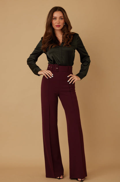 High Waist Pants With Buckle Belt