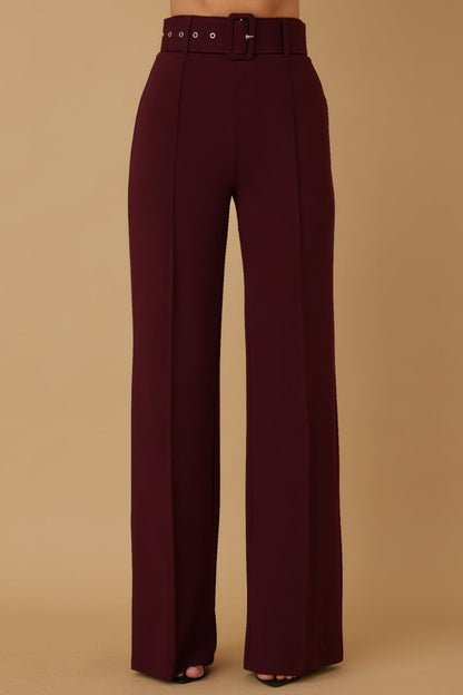 High Waist Pants With Buckle Belt