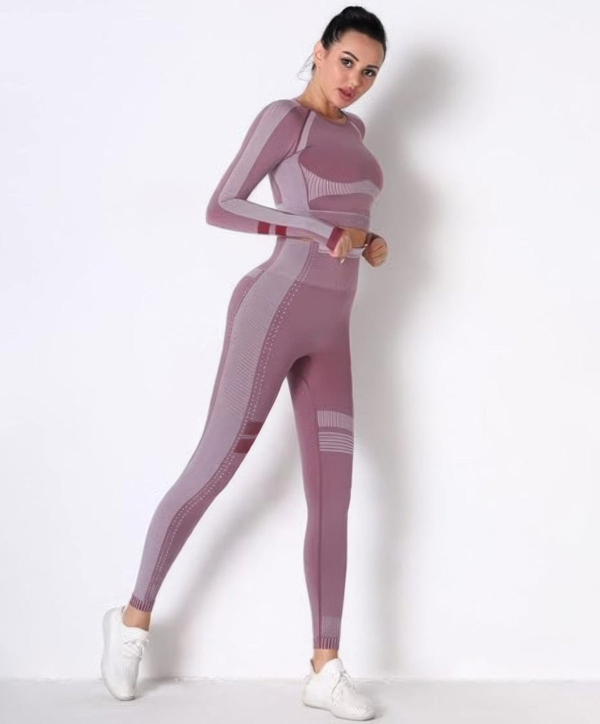 Seamless Long Sleeve Solid Yoga Set