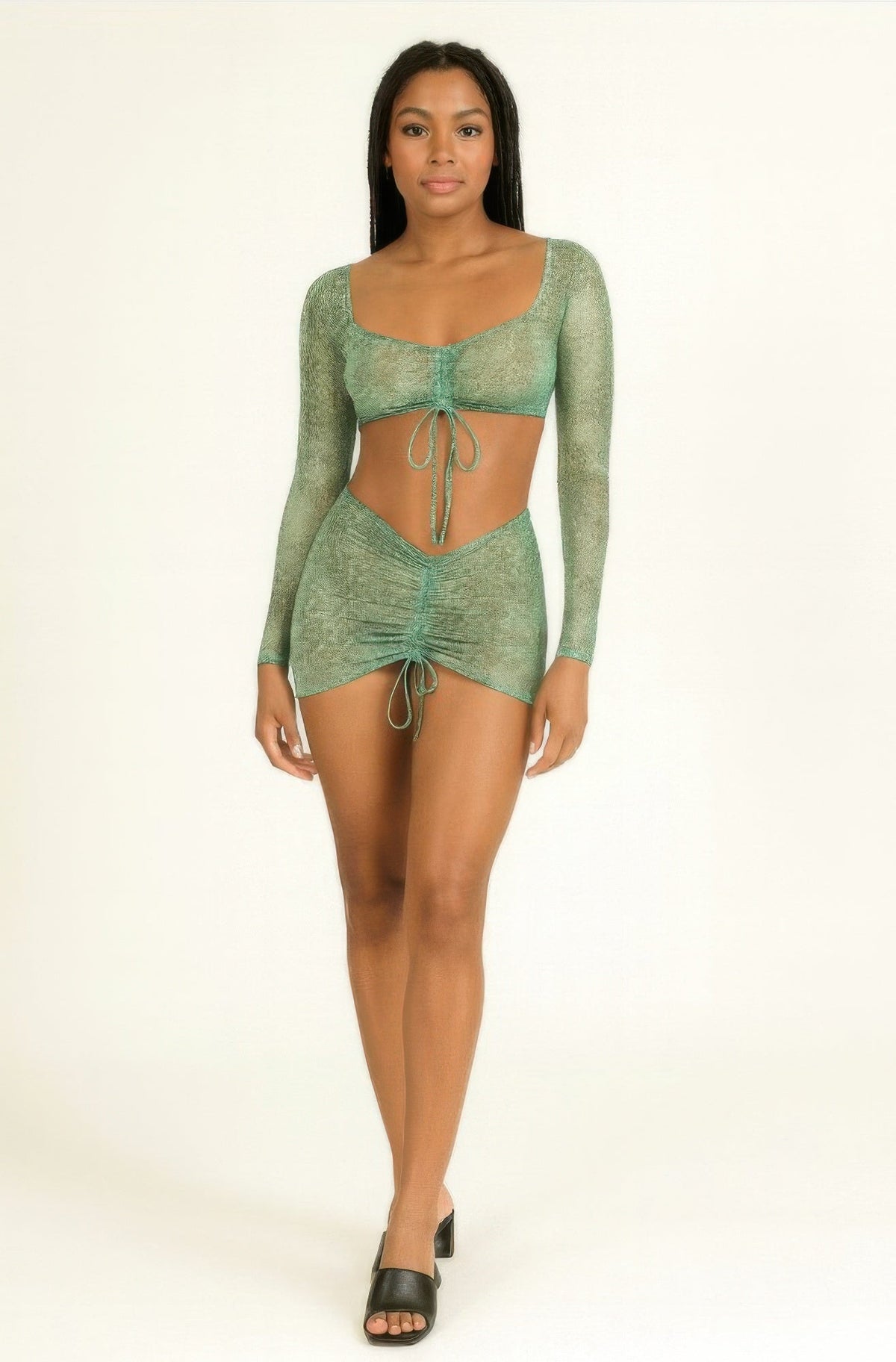 Printed Sheer Two Piece Set