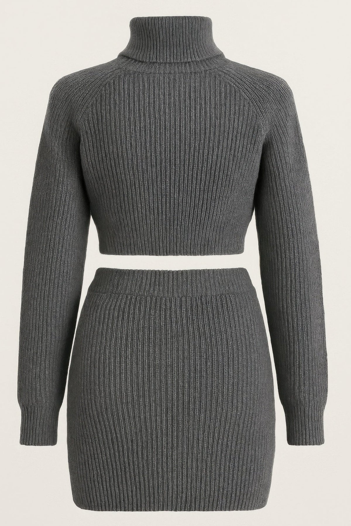 Knit Mock Neck Top And Skirt