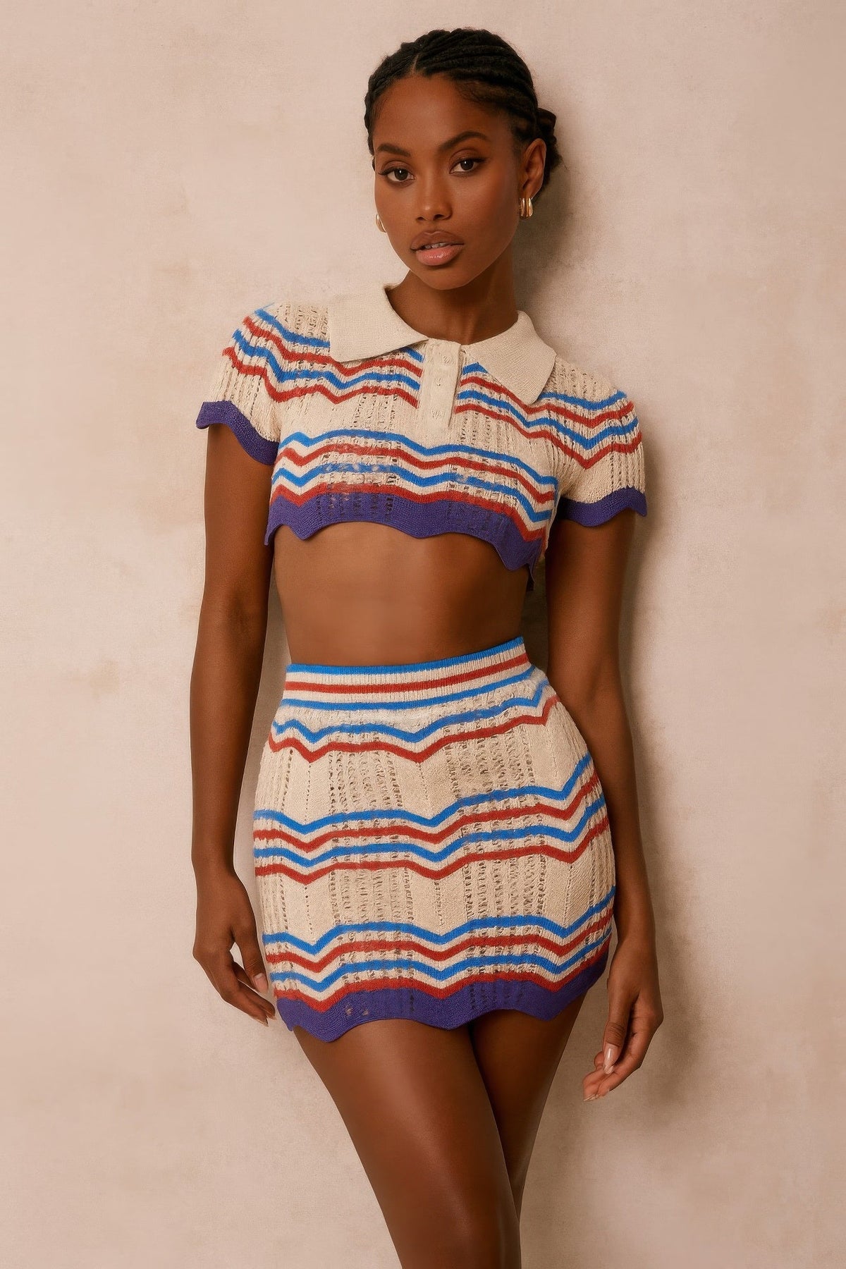 Zig Zag Crochet Two Piece Set