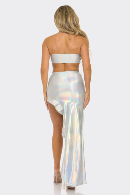 Metallic Sequin Crop Top &amp; Skirt Set