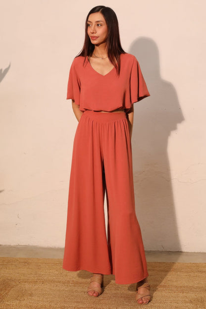 Matte Crepe Wide Leg Swing Pants