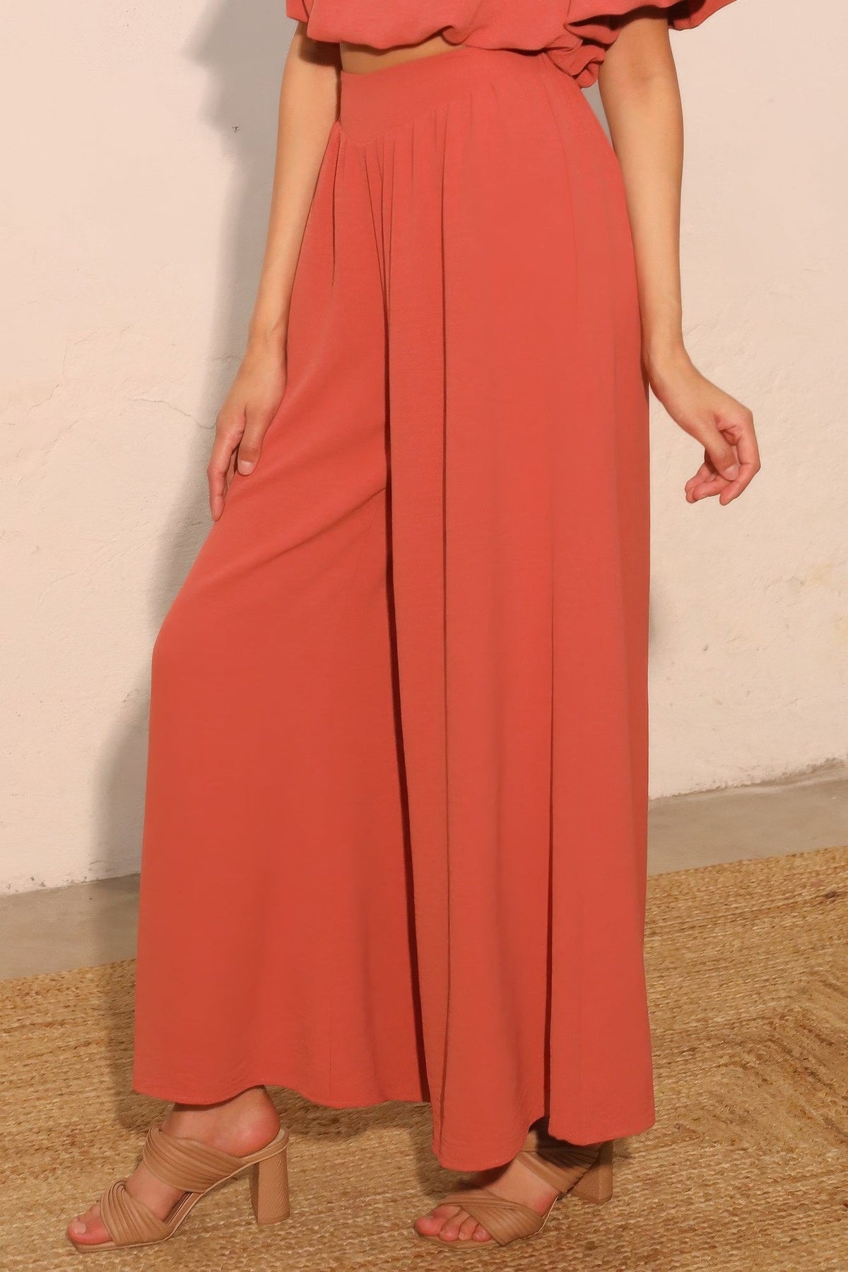 Matte Crepe Wide Leg Swing Pants