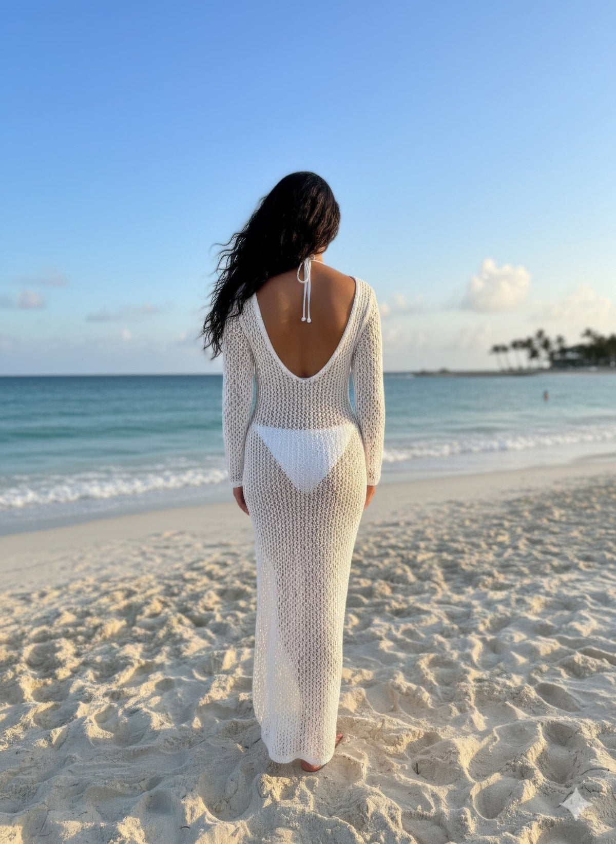 Crochet Maxi Dress With Long Sleeves