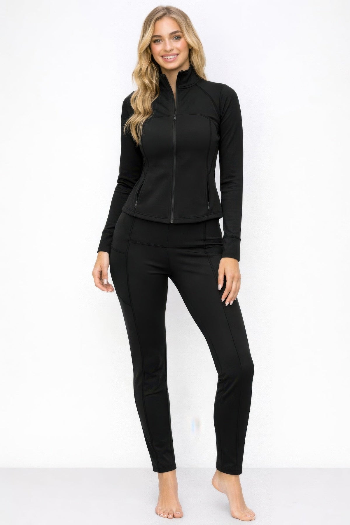 Athletic Workout Lounge Zip Up Jacket And Pant Set